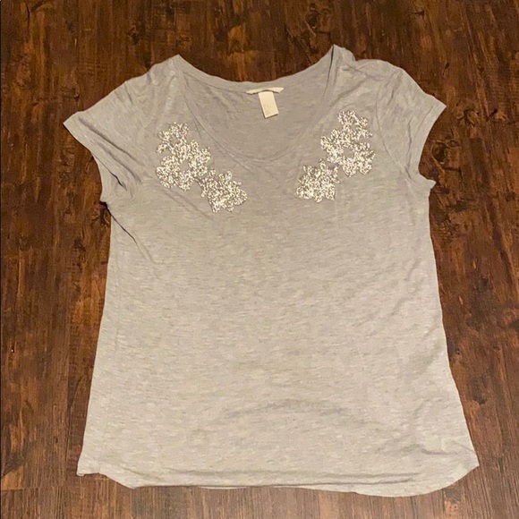H&M Sparkly Silver Beaded Short Sleeve - Picture 1 of 3